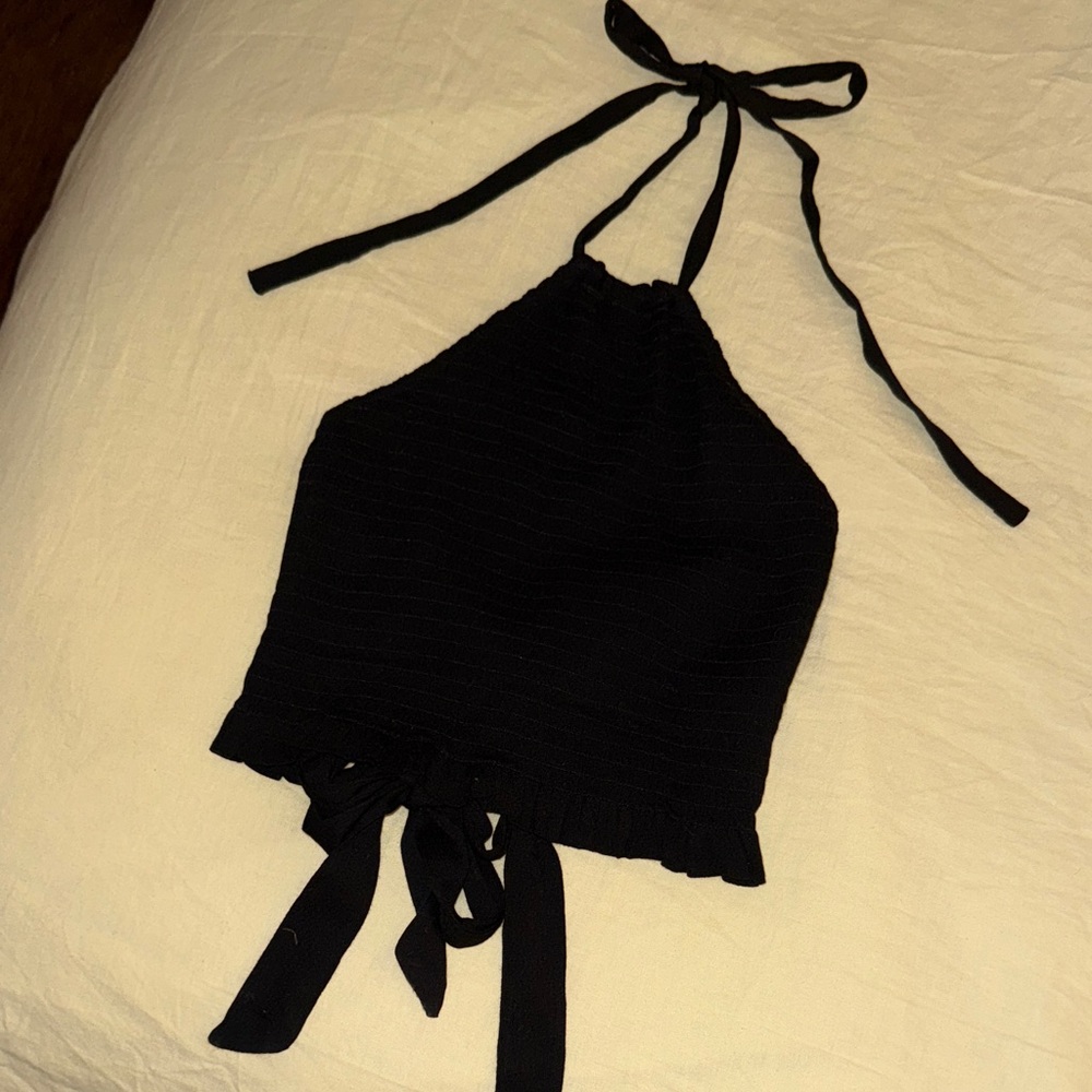 Noon Black Halter Neck Top